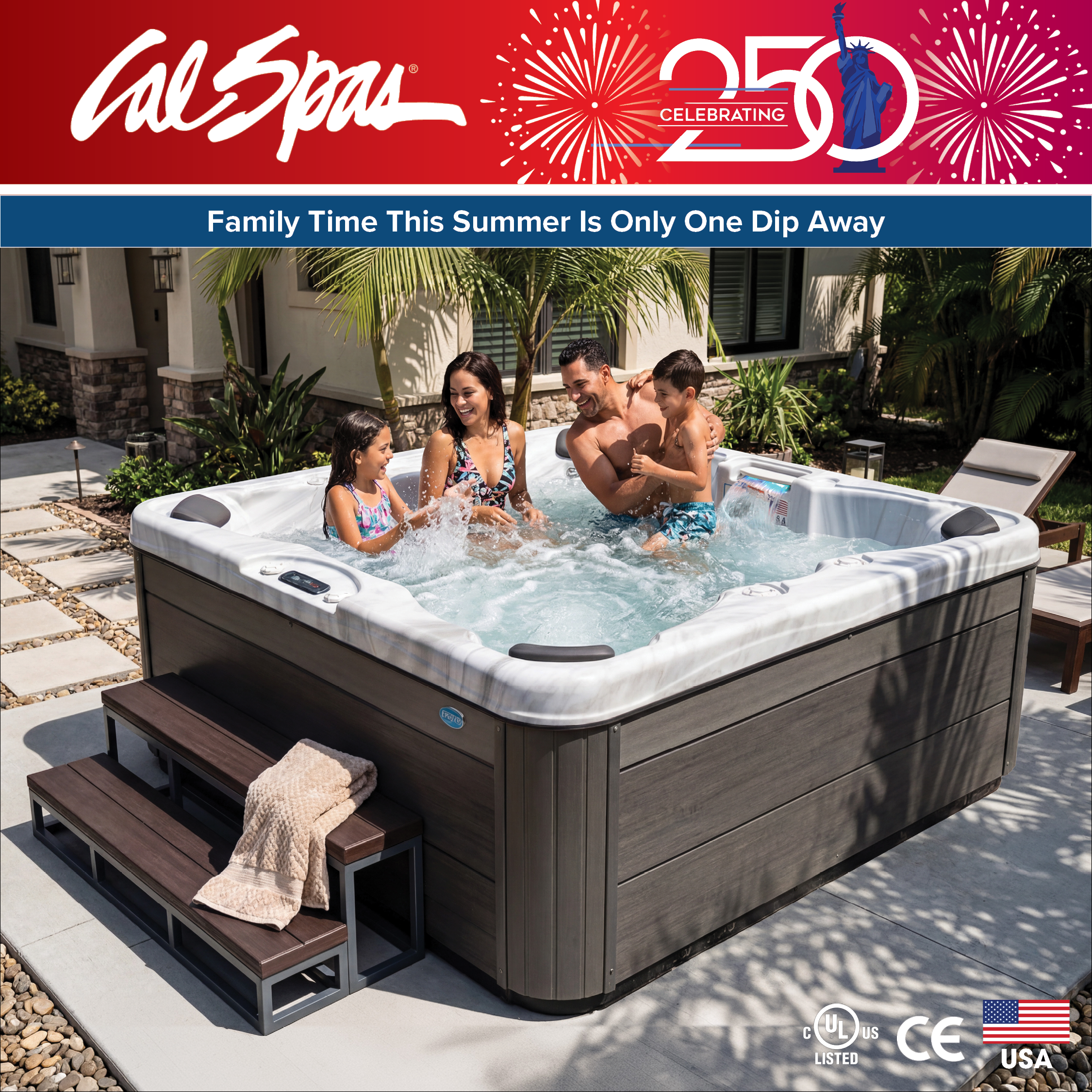 Calspas hot tub being used in a family setting - Watsonville